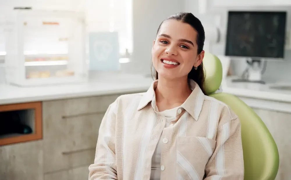 Happy, smiling woman in a consultation